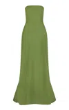 Lela Rose Taffeta Strapless Gown In Green