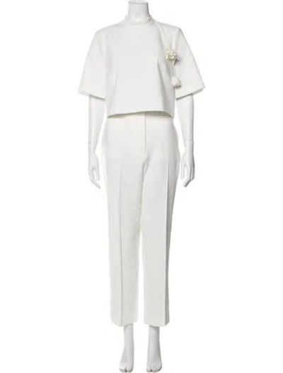 Pre-owned Lela Rose Tassel Accents Pant Set In White
