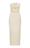 Lela Rose Textured Satin Draped Tulip Maxi Dress