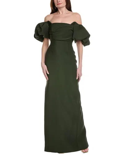 Lela Rose Thelma Silk-blend Gown In Green