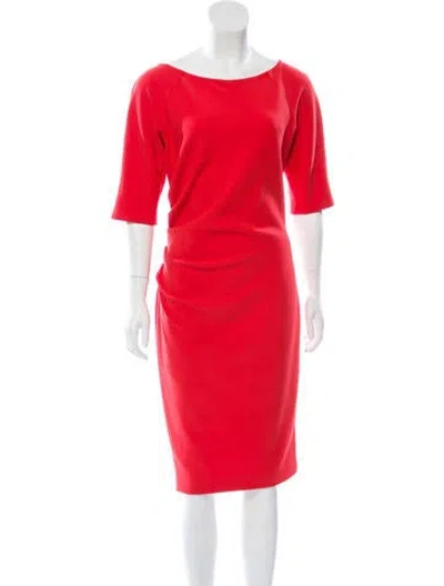 Pre-owned Lela Rose Three-quarter Sleeve Midi Dress In Red