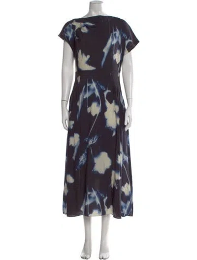 Pre-owned Lela Rose Tie-dye Print Midi Length Dress W/ Tags In Blue