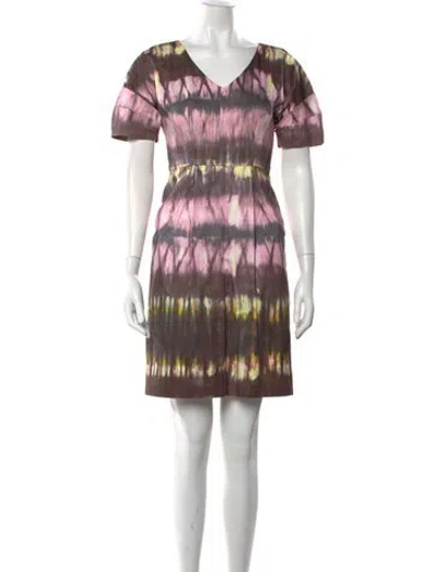 Pre-owned Lela Rose Tie-dye Print Mini Dress In Purple
