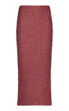Lela Rose Tinsel Knitted Skirt In Pink