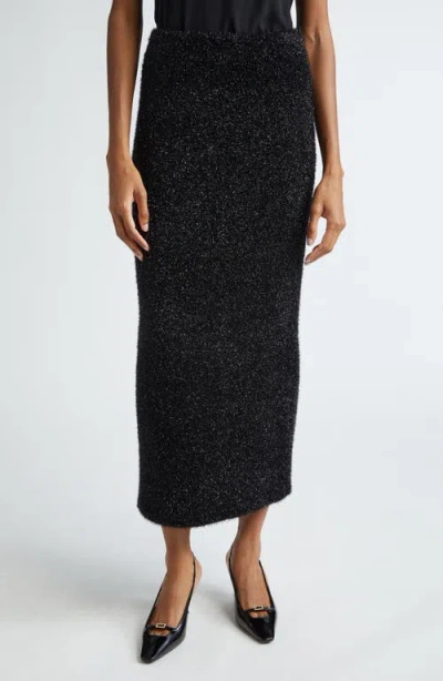 Lela Rose Tinsel Sweater Skirt In Black