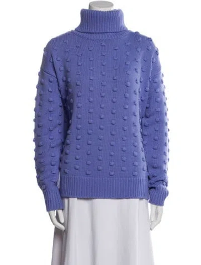 Pre-owned Lela Rose Turtleneck Sweater In Blue