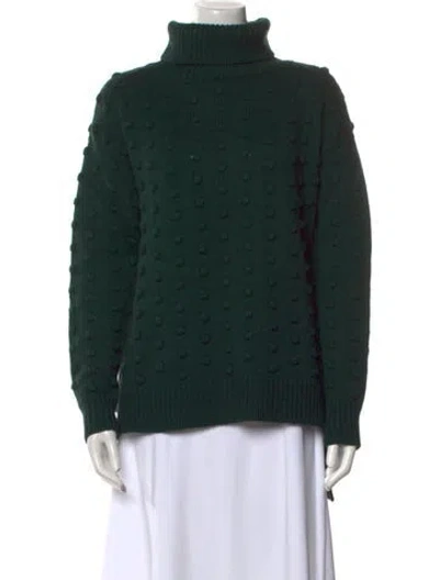 Pre-owned Lela Rose Turtleneck Sweater In Green