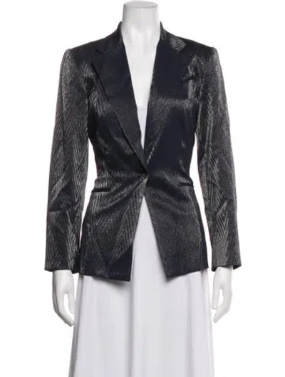 Pre-owned Lela Rose Tweed Pattern Blazer In Blue