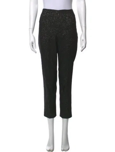 Pre-owned Lela Rose Tweed Pattern Straight Leg Pants In Black