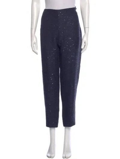 Pre-owned Lela Rose Tweed Pattern Straight Leg Pants W/ Tags In Blue