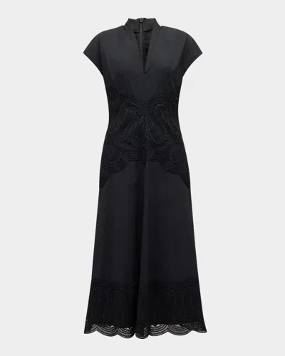 chinese dress ladies LELA ROSE Size S/M BLACK DRESS LACE LONG SLEEVES NO SLIP OR LINING  New to  You, Inc