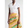 Lela Rose Button Front V-neck Blouse In Multi