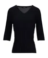 Lela Rose V-neck Sweater In Black