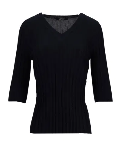 Lela Rose V-neck Sweater In Black