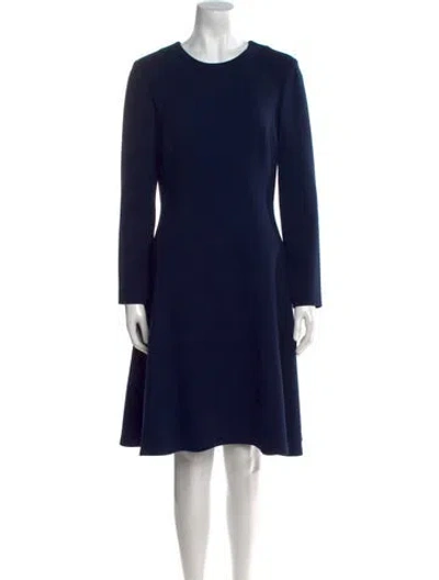 Pre-owned Lela Rose Virgin Wool Knee-length Dress In Blue
