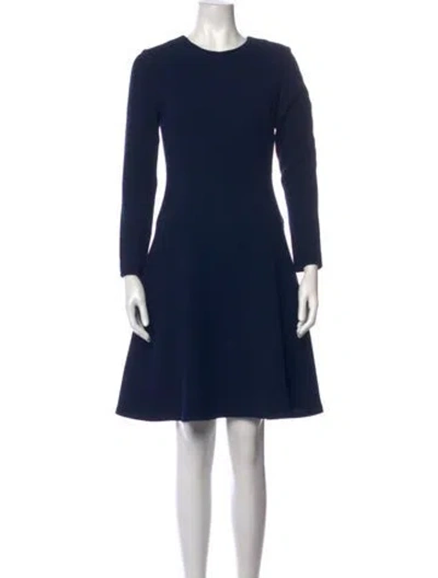 Pre-owned Lela Rose Virgin Wool Knee-length Dress In Blue
