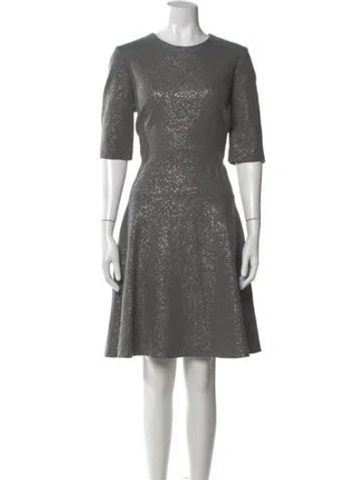 Pre-owned Lela Rose Virgin Wool Knee-length Dress In Gray