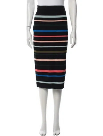 Pre-owned Lela Rose Virgin Wool Midi Length Skirt In Black