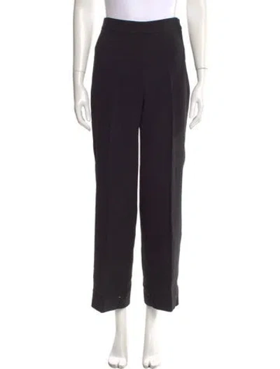 Pre-owned Lela Rose Virgin Wool Wide Leg Pants In Black