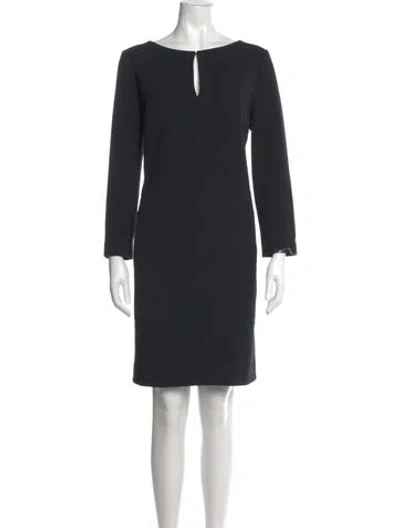 Pre-owned Lela Rose V-neck Knee-length Dress In Black