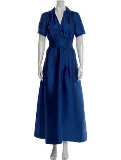 Pre-owned Lela Rose V-neck Long Dress In Blue