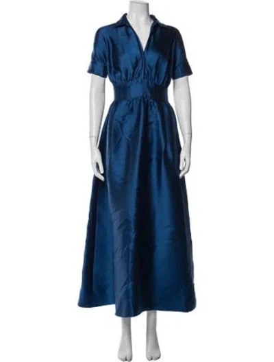 Pre-owned Lela Rose V-neck Long Dress In Blue