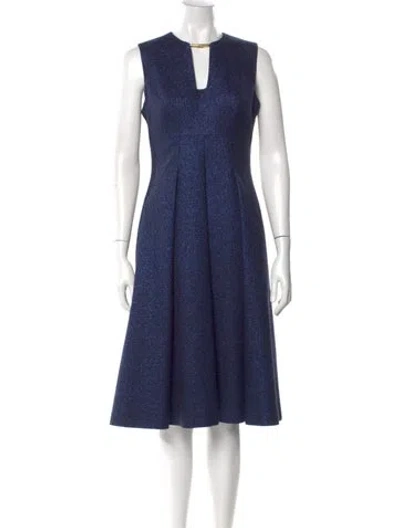 Pre-owned Lela Rose V-neck Midi Length Dress