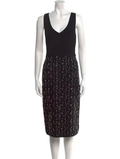 Pre-owned Lela Rose V-neck Midi Length Dress W/ Tags In Multi