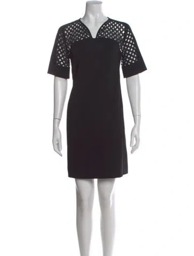 Pre-owned Lela Rose V-neck Mini Dress In Black
