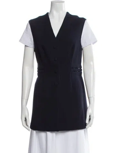 Pre-owned Lela Rose V-neck Mini Dress In Blue