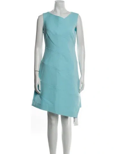 Pre-owned Lela Rose V-neck Mini Dress In Blue