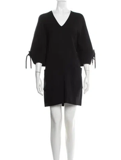 Pre-owned Lela Rose V-neck Mini Dress In Blue