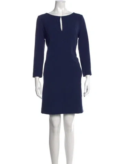 Pre-owned Lela Rose V-neck Mini Dress In Blue