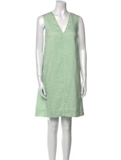 Pre-owned Lela Rose V-neck Mini Dress In Green