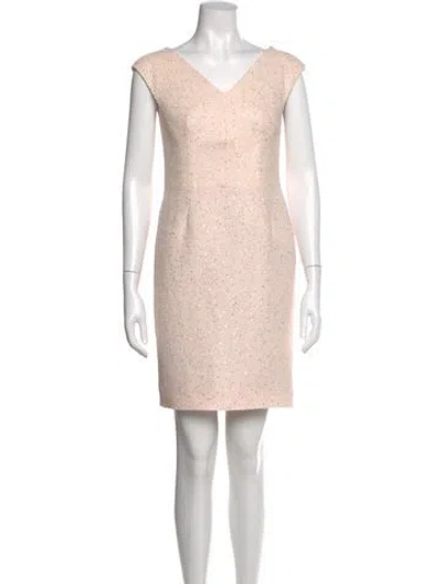 Pre-owned Lela Rose V-neck Mini Dress In Neutral