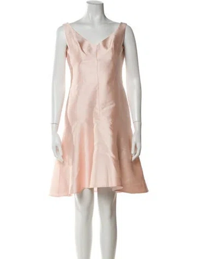 Pre-owned Lela Rose V-neck Mini Dress In Pink