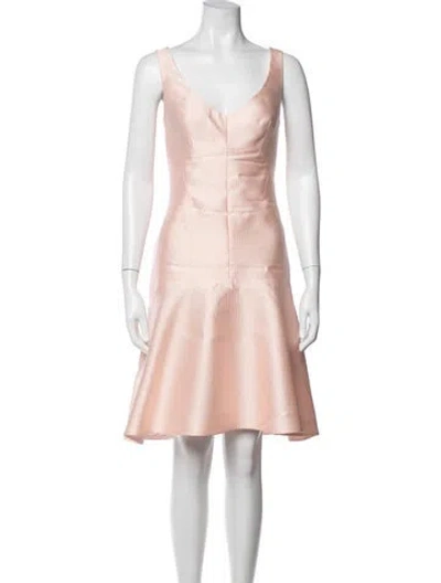 Pre-owned Lela Rose V-neck Mini Dress In Pink