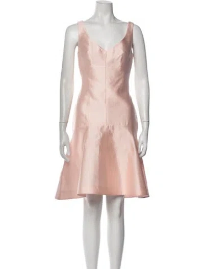 Pre-owned Lela Rose V-neck Mini Dress In Pink