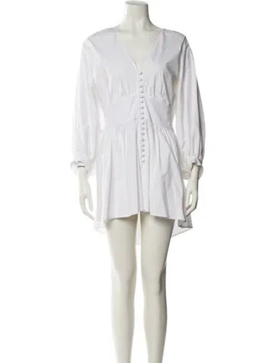 Pre-owned Lela Rose V-neck Mini Dress In White