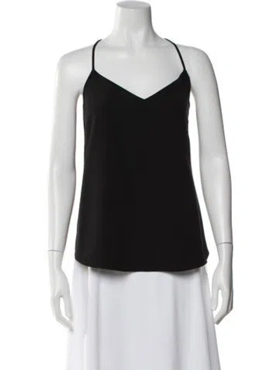 Pre-owned Lela Rose V-neck Sleeveless Top In Black