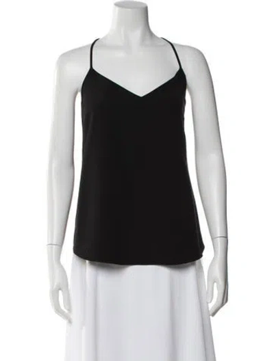 Pre-owned Lela Rose V-neck Sleeveless Top In Black