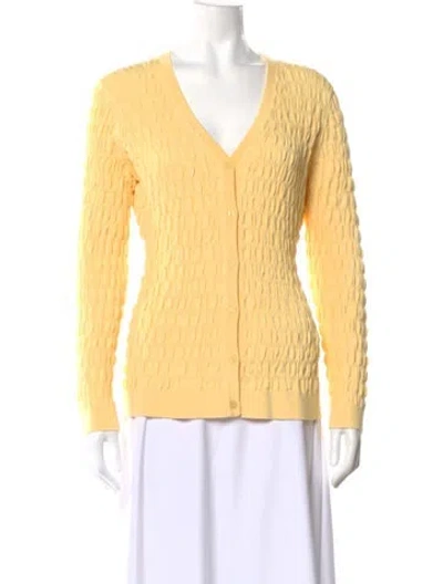 Pre-owned Lela Rose V-neck Sweater W/ Tags In Yellow