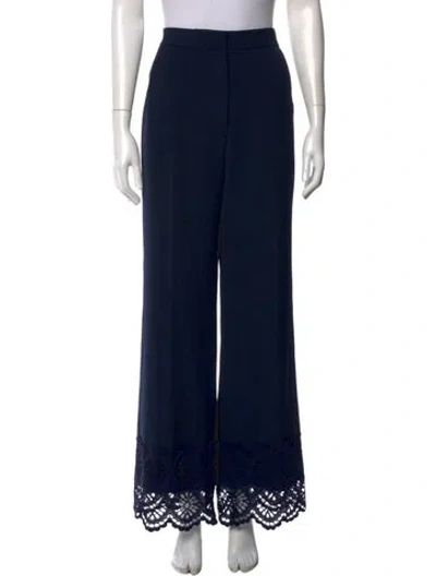 Pre-owned Lela Rose Wide Leg Pants In Blue