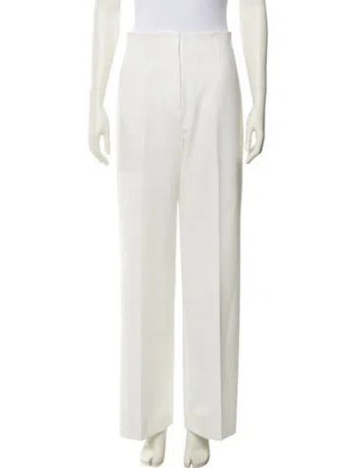 Pre-owned Lela Rose Wide Leg Pants In White