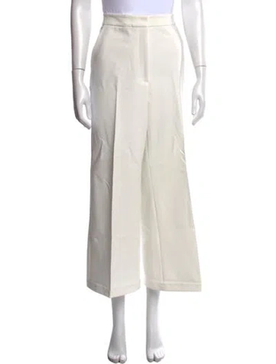 Pre-owned Lela Rose Wide Leg Pants In White