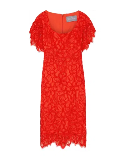 Lela Rose Midi Dresses In Tomato Red