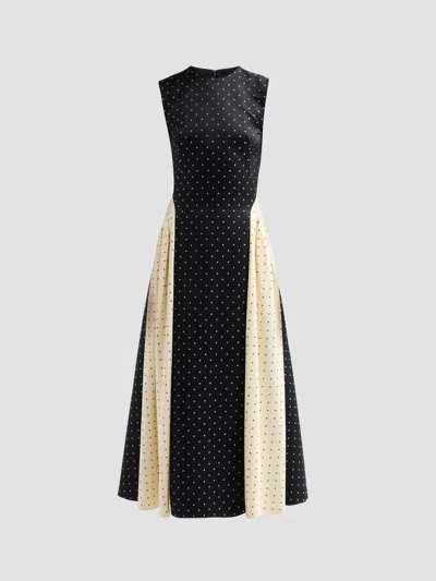 Lela Rose Alexis Polka Dot Jacquard Midi Dress In Black