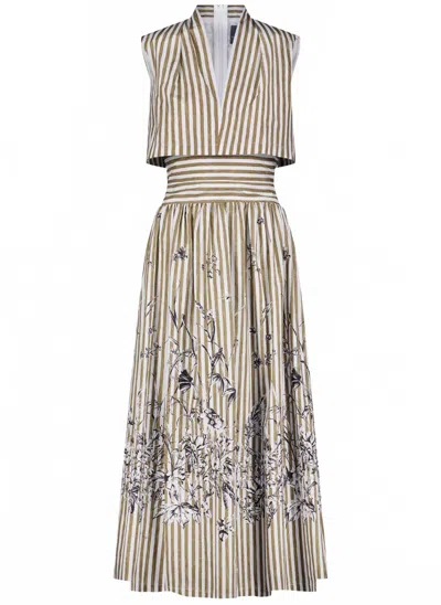 Lela Rose Women's Collared V-neck Dress In Walnut In Multi