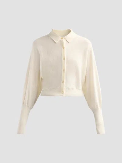 Lela Rose Women's Core Wool Crop Cardigan In Cream