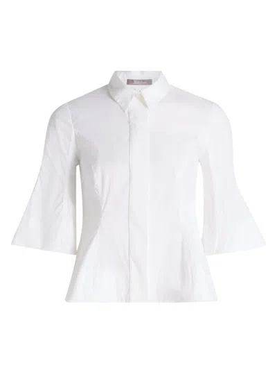 Lela Rose Women's Cotton-blend Poplin Bell-sleeve Top In White